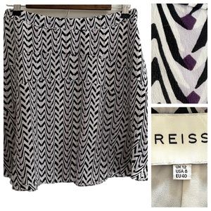 REISS Christa Printed Silk Flippy Skirt in Lenior Print US 8